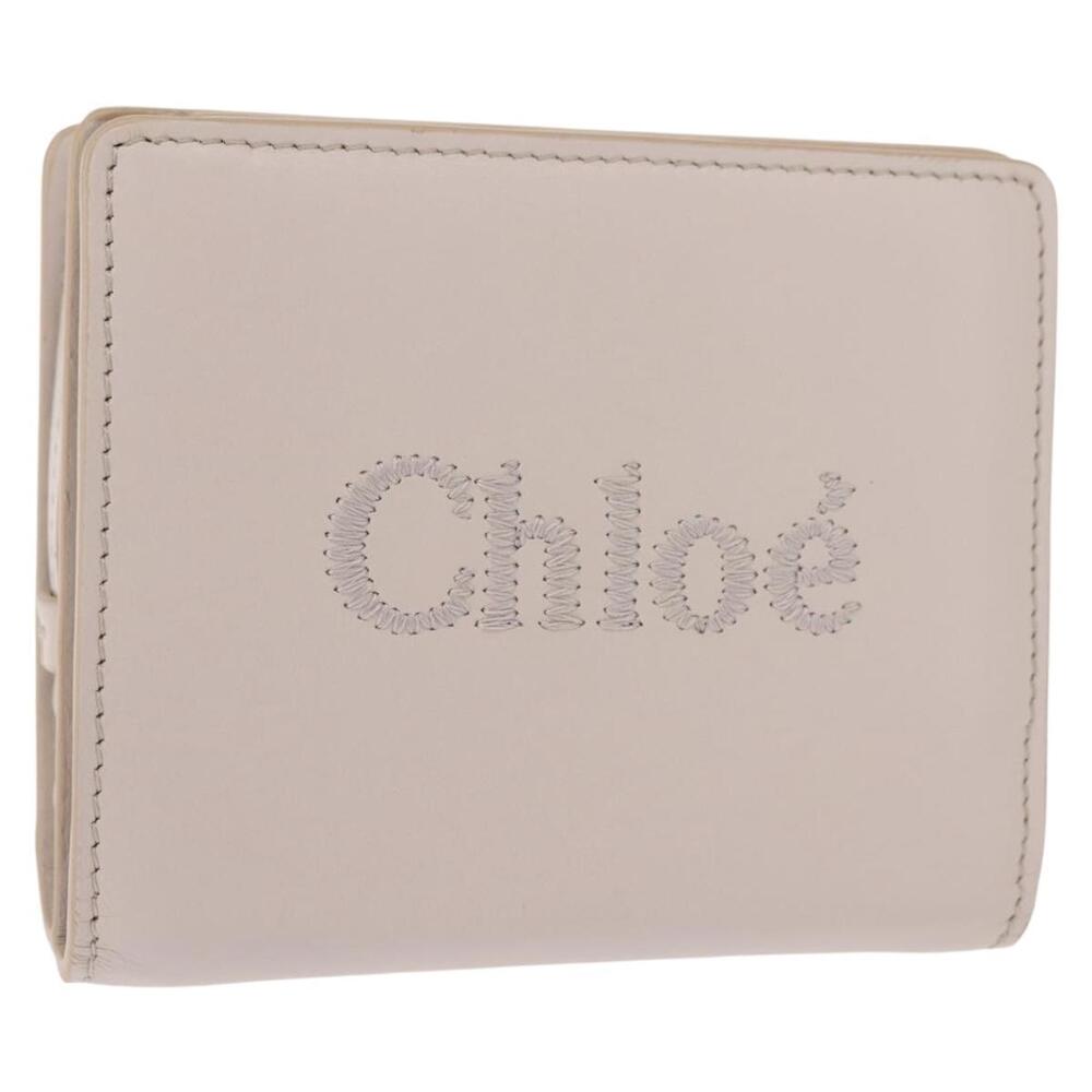 Chloe Sense Wallet Leather Ivory Auth 148477
